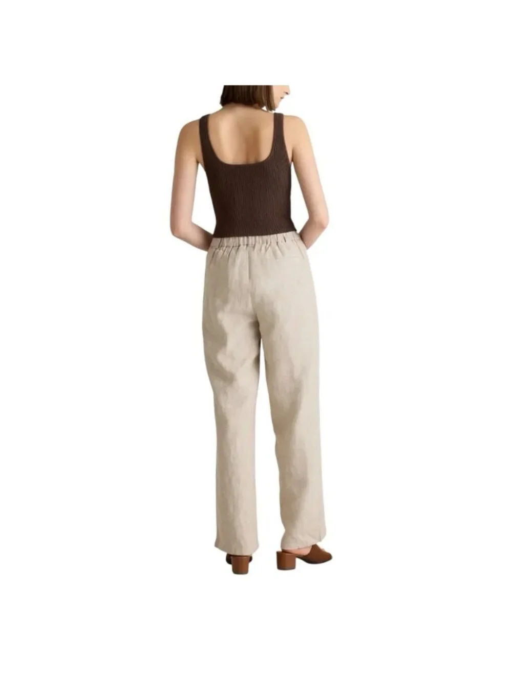 Quince 100% European Linen Pleated Trousers Size 14 Flax High Rise Pants Lined